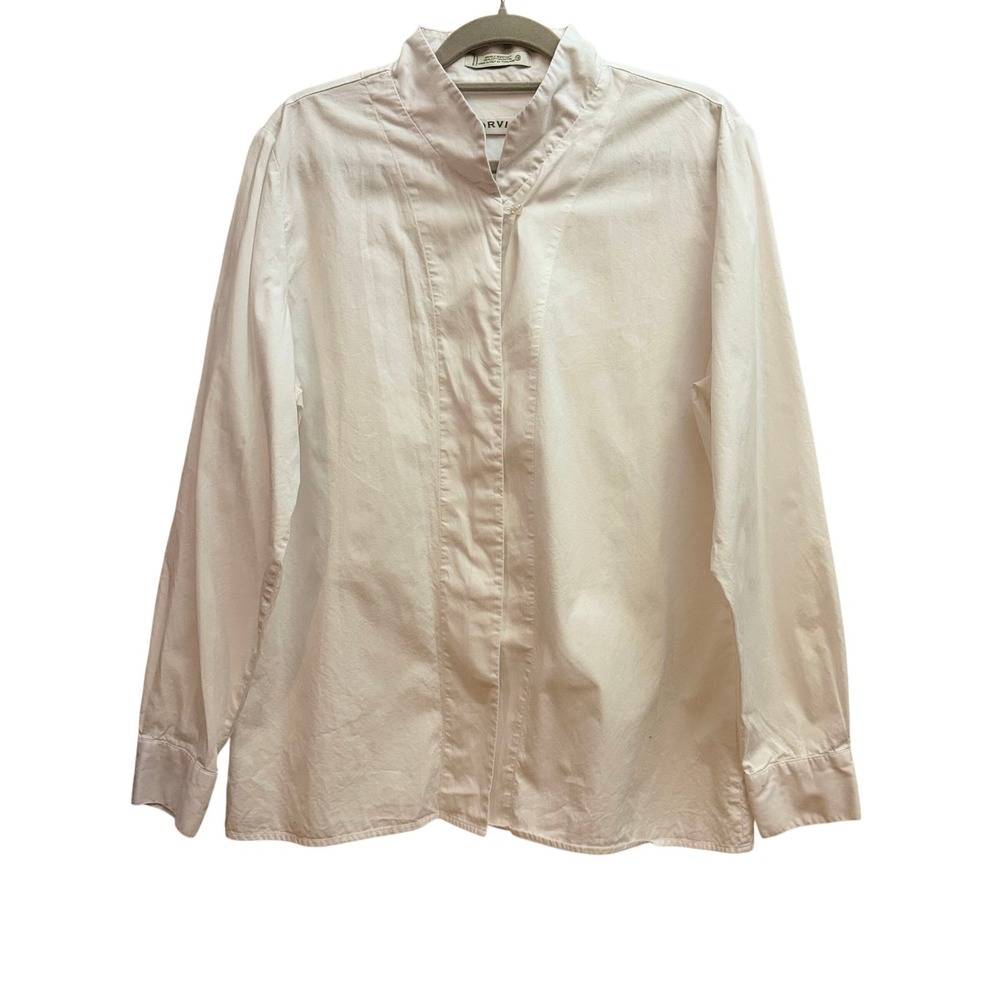 Orvis Womens White Wrinkle Resistant Cotton Split‎ Collar 18 Minimalist
